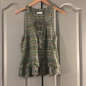 Aerie green racer back floral tank top size S